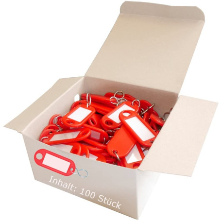 Wedo 262811802 Lot de 100 Porte-Clés avec Anneau Rouge