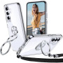XYZ Coque pour Samsung Galaxy S23 avec Cordon, Double Anneau Support, Fine, Résistante aux Chocs, Anti-Rayures Coque Samsung S23