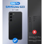 XYZ Coque pour Samsung Galaxy S23 avec Cordon, Double Anneau Support, Fine, Résistante aux Chocs, Anti-Rayures Coque Samsung S23