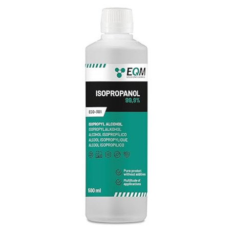 EQM - ECO-301 - Alcool Isopropylique Pur à 99,9% - 500 ML - Nettoyage de composants électroniques, objectifs et écrans - Nettoya