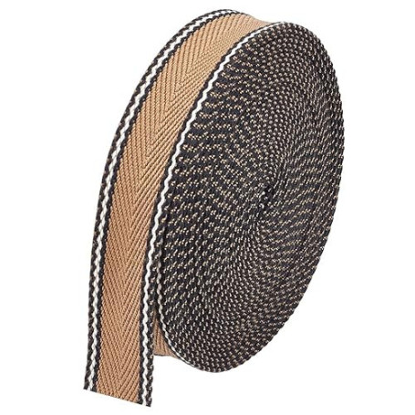 BENECREAT 9.14 m sangle Rayée en Coton Polyester, Garniture en Tissu Beige de 32 mm, Sangle Plate pour Poignées de Sac, Ceinture