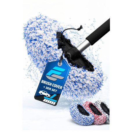FS Lot de 3 housses de brosse de lavage – 3 × Housse en microfibre pour brosses de lavage de voiture – Lavables, réutilisables, 