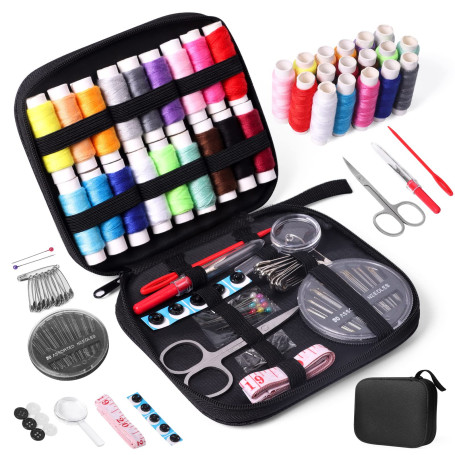 JUNING Kit Couture Complet avec Boîte, Premium Couture Accessoires, Set de Couture pour Voyage Famille Maison, Applicable au Tra