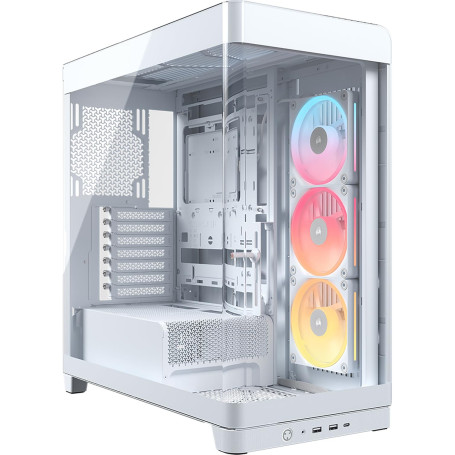 CORSAIR Frame 4500X LX-R RGB Link Boîtier PC Moyen-Tour en Verre Panoramique – Système de Fixation du Ventilateur InfiniRail, Pe
