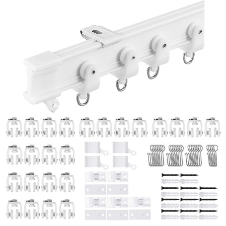 Rail de rideau de plafond flexible | Rail de rideau incurvé de 3 m avec rouleaux silencieux | Support pliable pour baie de douch