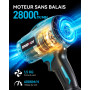 ONEVAN Turbo Souffleur Batterie, 600km/h Souffleur de Feuilles Brushless avec 2 Batteries 4,5 Ah et Chargeur 1,2 A, Force de Sou