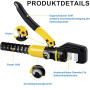 Solsop Pince à Sertir Hydraulique Pression 10T avec 9 Ensembles de Moules à Sertir 4-70 mm² pour Cosses de Câble en Cuivre et Al