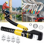 Solsop Pince à Sertir Hydraulique Pression 10T avec 9 Ensembles de Moules à Sertir 4-70 mm² pour Cosses de Câble en Cuivre et Al