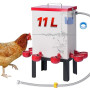 Abreuvoir Automatique pour Poules, 11 L, en Acier Inoxydable, avec Valve Flottante, Bol d'eau, Support de Sol et Tuyau, pour Cai