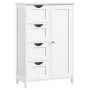 VASAGLE Meuble Salle de Bain Rangement, Armoire Gain de Place, Commode, avec 4 Tiroirs, Placard avec Porte, Étagère Réglable, 30