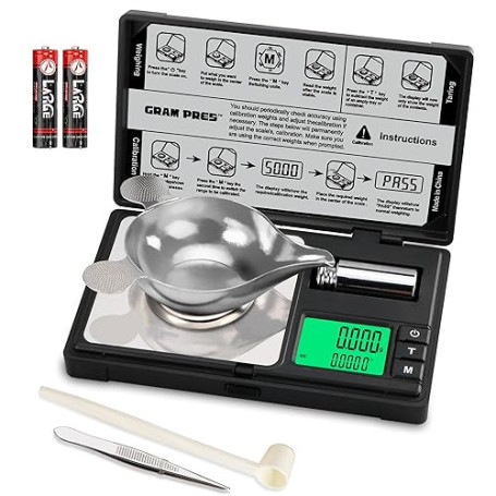 GRAM PRES Balance numérique de haute précision, 50 g/0,001 g, mini balance numérique de poche, balance en mg pour peser poudres,