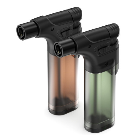 Lot de 2, VVAY Mini Chalumeau Gaz, Briquet Tempête à Gaz Rechargeable (Gaz Non Inclus)