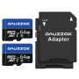 Cartes Micro SD 64Go Lot de 2, DAUZZOX Cartes Micro Mémoire MicroSDXC Full HD et 4K UHD, A1 U3 C10 UHS-I, Jusqu'à 85 Mo/s, Carte