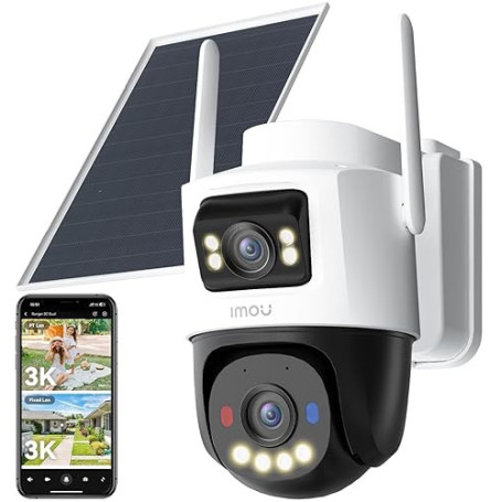 Imou 4G LTE Caméra Solaire avec Carte SIM, 10MP(5MP+5MP)Caméra Surveillance WiFi Extérieure sans Fil Double Objectif, AOV 24/7 E