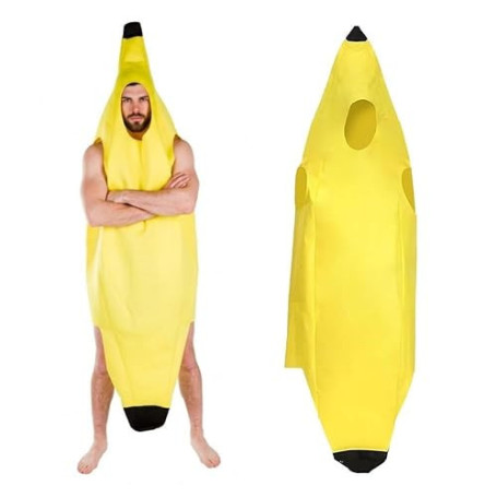 EYWILYWI Costume de banane jaune hilarant pour adulte, léger et confortable, tenue unisexe pour Halloween, fêtes, carnavals, Noë
