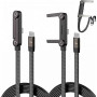 Lot de 2 Câbles 2 en 1 240W USB C vers USB C avec Support Téléphone 360°, Cordon Charge Rapide Coudé 90°, Nylon Tressé 1,5 m, Tr