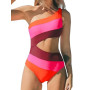 CUPSHE Maillot de bain une pièce pour femme, asymétrique, avec découpe, couleurs contrastantes