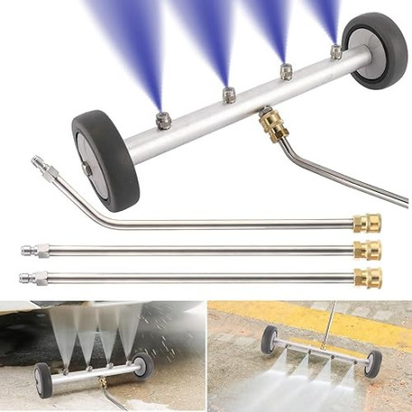 Balai à eau pour nettoyeur haute pression, nettoyeur de châssis à double fonction, 40,6 cm, 4 buses avec 3 rallonges, 4000 PSI (