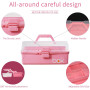 Creahaus Boîte de rangement multifonction à trois couches-Boîte à outils pliable pour loisirs créatifs, fournitures de couture, 
