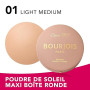 Bourjois Maxi Boîte Ronde Poudre de Soleil, 001 Clair, Fini mat doux, Formule Vegan, Poudre bronzante facile à estomper, Pour un