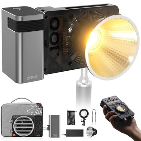 ZHIYUN MOLUS X100 Combo [Officiel] Lumière vidéo 100 W avec Batterie de 2600 mAh, COB LED d'éclairage vidéo Portable 17317 Lux/