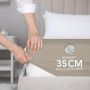 Dreamzie Drap Housse 160 x 200 Bonnet 35 cm pour Matelas Épais - 100% Microfibre - Lin, Certifié sans Produits Chimiques (Oeko T