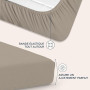 Dreamzie Drap Housse 160 x 200 Bonnet 35 cm pour Matelas Épais - 100% Microfibre - Lin, Certifié sans Produits Chimiques (Oeko T