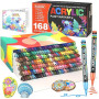 Lyuvie 168 Couleur Feutres Acryliques,Marqueur Peinture Acrylique avec Pointe Extra Fine de 0,7 mm,Permanent Stylo Peinture Acry