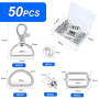Mousqueton sac a Main 50Pcs Mercerie couture accessoire,Sangle couture Boucles sac à dos, Mousqueton Pivotant Couture,Anneau sac