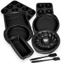 Kit d'outils de cuisson Aschef 9en1 - Moules à gâteau individuel en silicone antiadhésif, plaque à biscuits, moules à tarte, rés