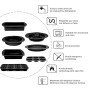 Kit d'outils de cuisson Aschef 9en1 - Moules à gâteau individuel en silicone antiadhésif, plaque à biscuits, moules à tarte, rés