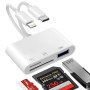 Lecteur Carte SD pour iPhone iPad, [Certifié Apple MFi] 3 in 2 Lightning et USB C Adaptateur Carte SD avec SD/MicroSD/USB3.0 Slo