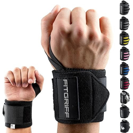 Fitgriff® Bande Poignet Musculation Homme et Femme (1 Paire) - Protege Poignet de Force pour Halterophilie, Fitness