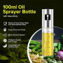 PORTENTUM Pulvérisateur d’Huile 100 ml en Inox, Huile Spray Cuisine et Friteuse à Air, Huilier en Verre avec Accessoires Antigou