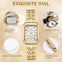 OFFCUP Montre pour Femme, Montres Carrées de 32 mm, Montre Analogique Quartz avec Bracelet en Acier Inoxydable, Mouvement à Quar