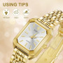 OFFCUP Montre pour Femme, Montres Carrées de 32 mm, Montre Analogique Quartz avec Bracelet en Acier Inoxydable, Mouvement à Quar