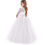 MYRISAM Filles Robe de Cérémonie 3/4 Manches Longues Tulle Dentelle avec Bowknot Demoiselle d'honneur Robe d’Mariage Soirée Comm