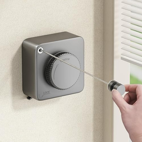 MUSTORN Fil Linge Extérieur Retractable Support Mural, Extensible Corde A Linge Retractable Interieur Etendoir Linge Exterieur E