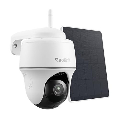 Reolink 2K 360°Pan&Tilt Camera Solaire, 2,4 Ghz WiFi, Détection Personne/Véhicule, Audio Bidirectionnel, Siren, Argus PT Lite +