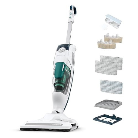 Rowenta Nettoyeur vapeur 2-en-1, Aspire et lave simultanément, Elimine 99,9 des bactéries, Pour tous les sols, Sans détergent, D