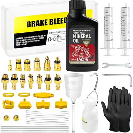 BIBOKLTIY Kit Purge Freins pour Shimano, Magura, Tektro à Disque Hydrauliques pour Vélos, Kit Purge Frein VTT avec Adaptateurs e