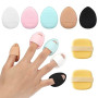 SJBAUTYO 5 Pièces Mini Houppette Doigt, 2 Bouffées de Poudre Cosmétique, Pour Fond de Teint, Anti-cernes, Éponges à Poudre Douce