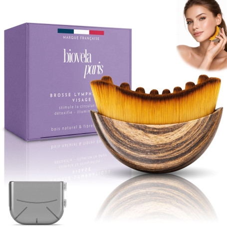 Brosse Lymphatique Visage – Brosse Drainage Lymphatique Visage Anti-Ride, Poils Doux – Stimule la Circulation, Détox, Anti-Poche