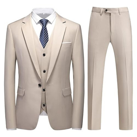KUDMOL Costume Homme 3 pièces Mariage d'affaires Slim Fit Smoking à Un Bouton Men Suits 3 Piece pour Fête Confort Blazer Veste e