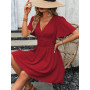 LIAMERHE Mini Robe Femme Manches Longues/Manches Courtes Col V Chic et Elegant Robes Manches Lanternes D'été et Hiver A-Line Cas