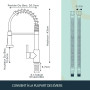 FORIOUS Robinet Cuisine, Mitigeur Cuisine Avec Douchette Pivotant à 360° d'Évier à Arc Élevé Pulvérisateur Escamotable 2 Modes,