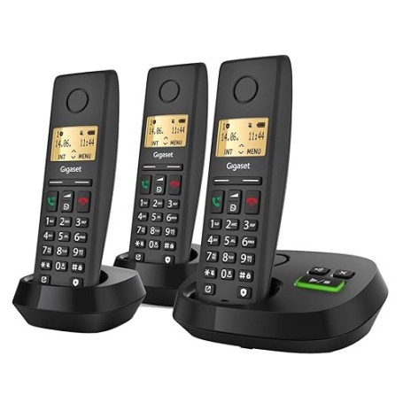 Gigaset Pure 220A Trio - 3 Téléphones DECT sans Fil avec répondeur - Blocage d’Appel et Fonction Mains Libres - Répertoire 80 Co