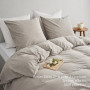 Duvetnova Housse de Couette 220x240 Lin Naturel Ultra-Doux Coton 100% Prélavé Ultra Doux Oeko-TEX Parure de lit - Housse de Coue