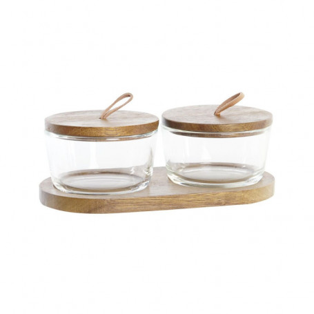 Set de 2 Boites DKD Home Decor Verre Marron Transparent Acacia (20,5 x 10,5 x 7 27,99 €