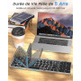 MoKo AZERTY Clavier Bluetooth Pliable, Portable Clavier sans Fil avec Pavé Tactile et Pavé Numérique, Mini Clavier Rechargeable